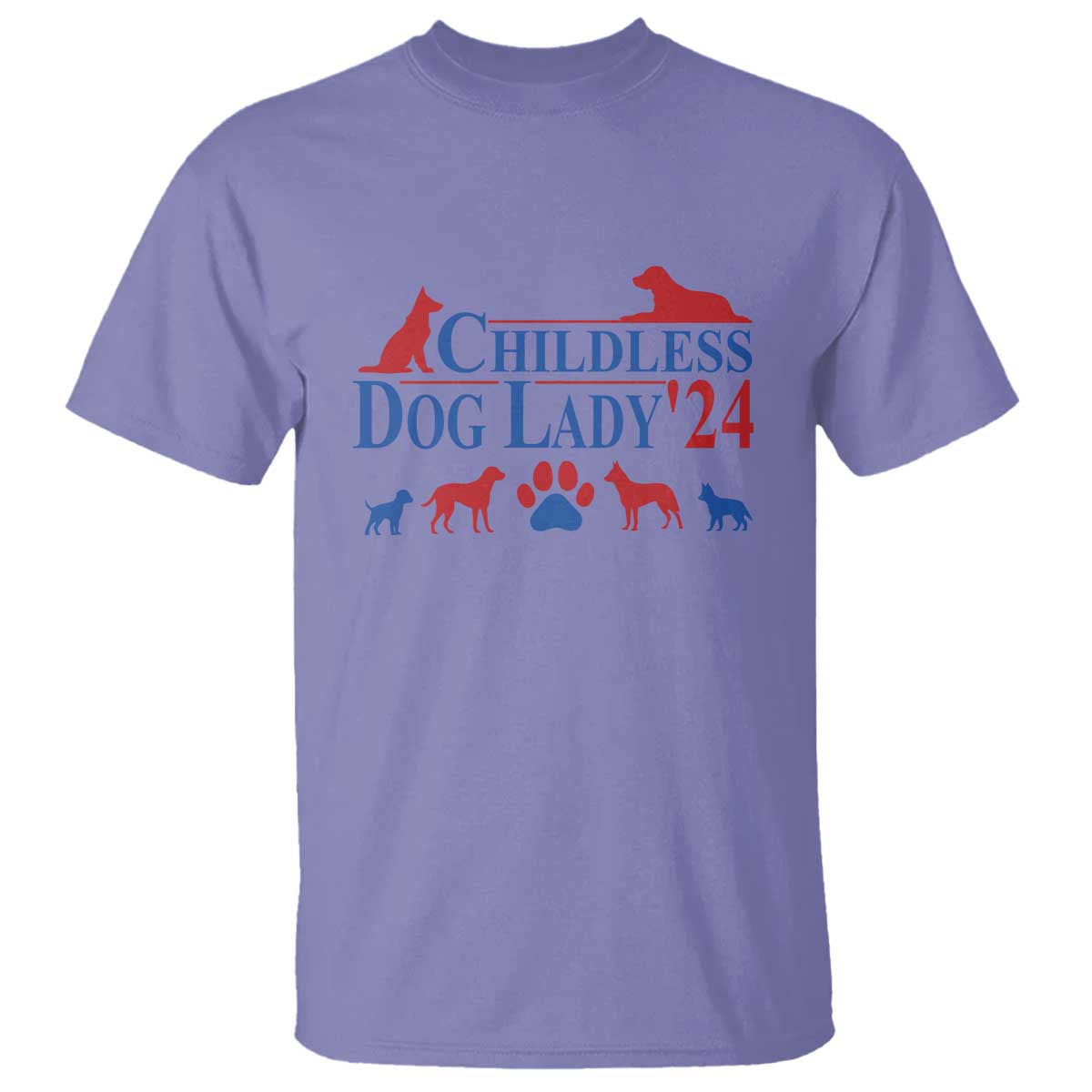 Childless Dog Lady '24 T Shirt Patriotic 2024 Election Vote Paw - Wonder Print Shop