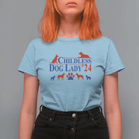Childless Dog Lady '24 T Shirt For Women Patriotic 2024 Election Vote Paw - Wonder Print Shop