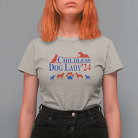 Childless Dog Lady '24 T Shirt For Women Patriotic 2024 Election Vote Paw - Wonder Print Shop