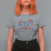 Childless Dog Lady '24 T Shirt For Women Patriotic 2024 Election Vote Paw - Wonder Print Shop