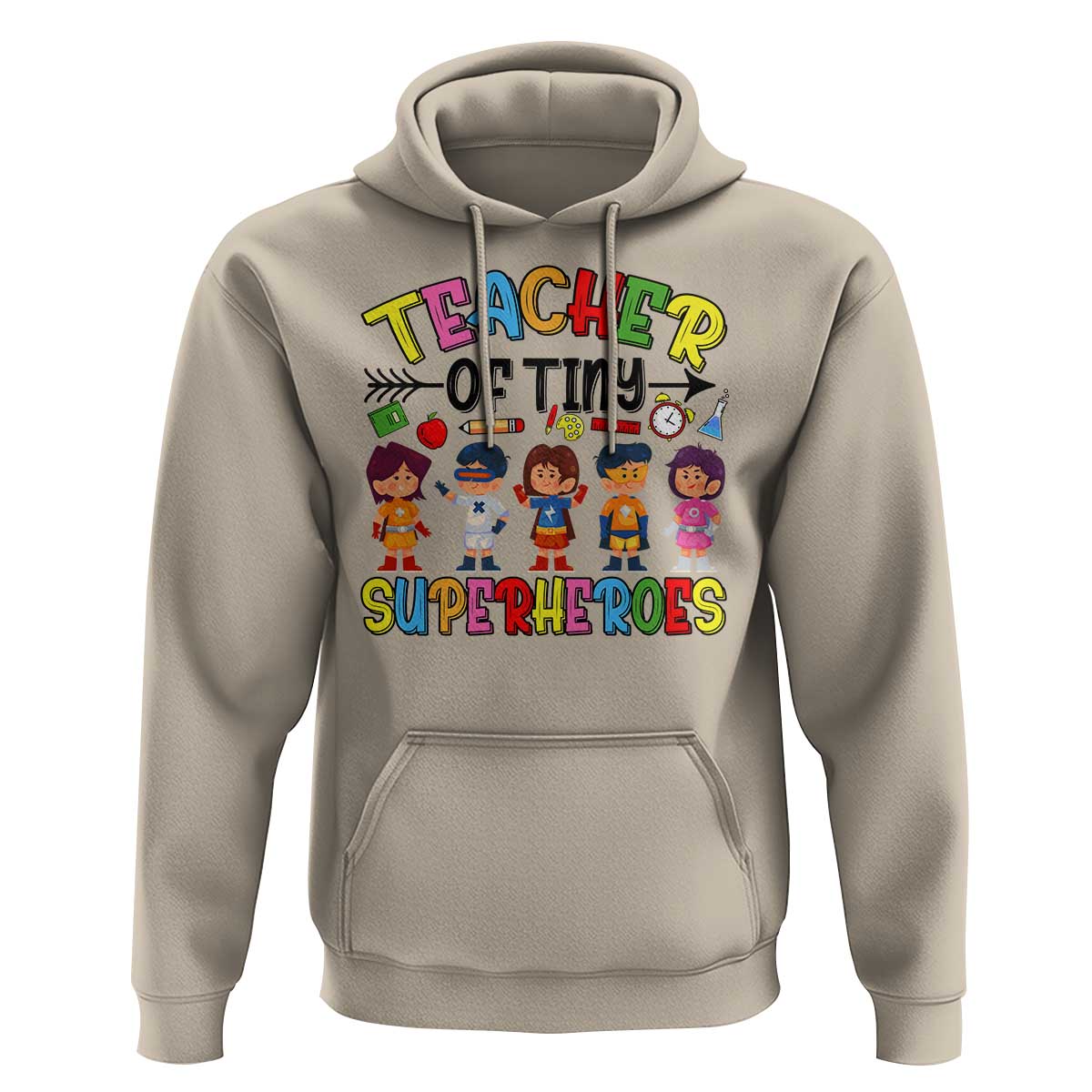 Kindergarten Preschool Teacher Hoodie Teacher of Tiny Superheroes Back To School - Wonder Print Shop