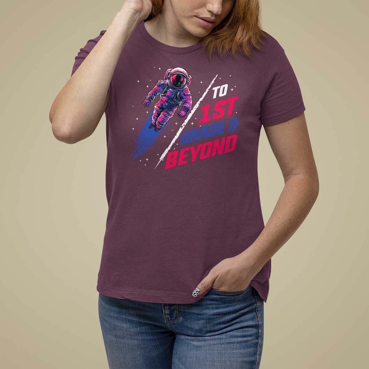 Back To School Space T Shirt For Women To First Grade And Beyond Astronaut - Wonder Print Shop