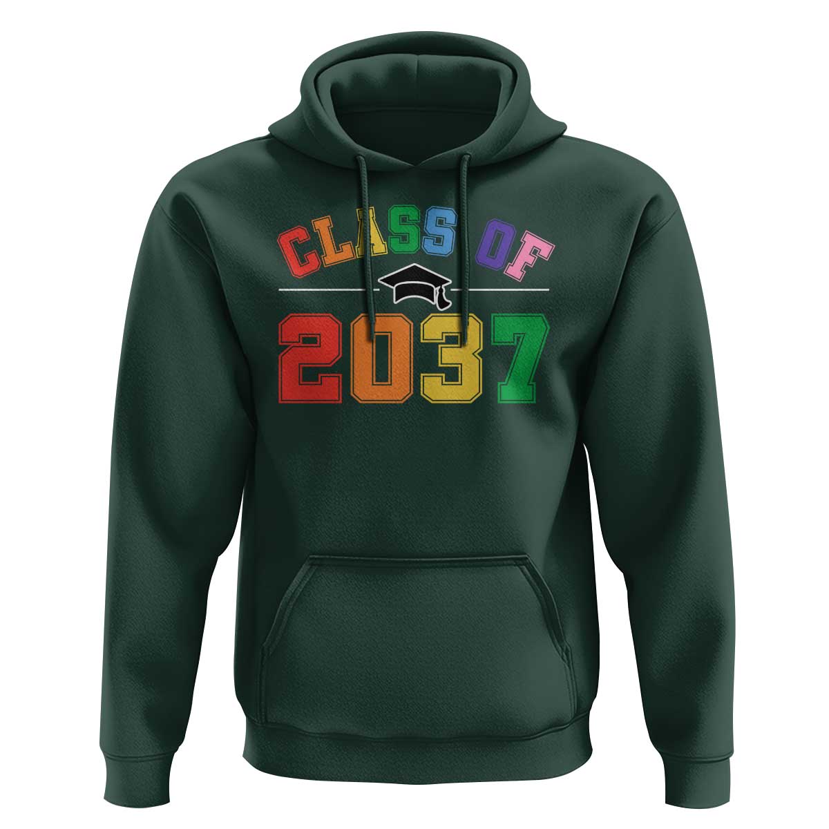 Class Of 2037 Hoodie Grow With Me First Day of School Graduation Mortarboard - Wonder Print Shop
