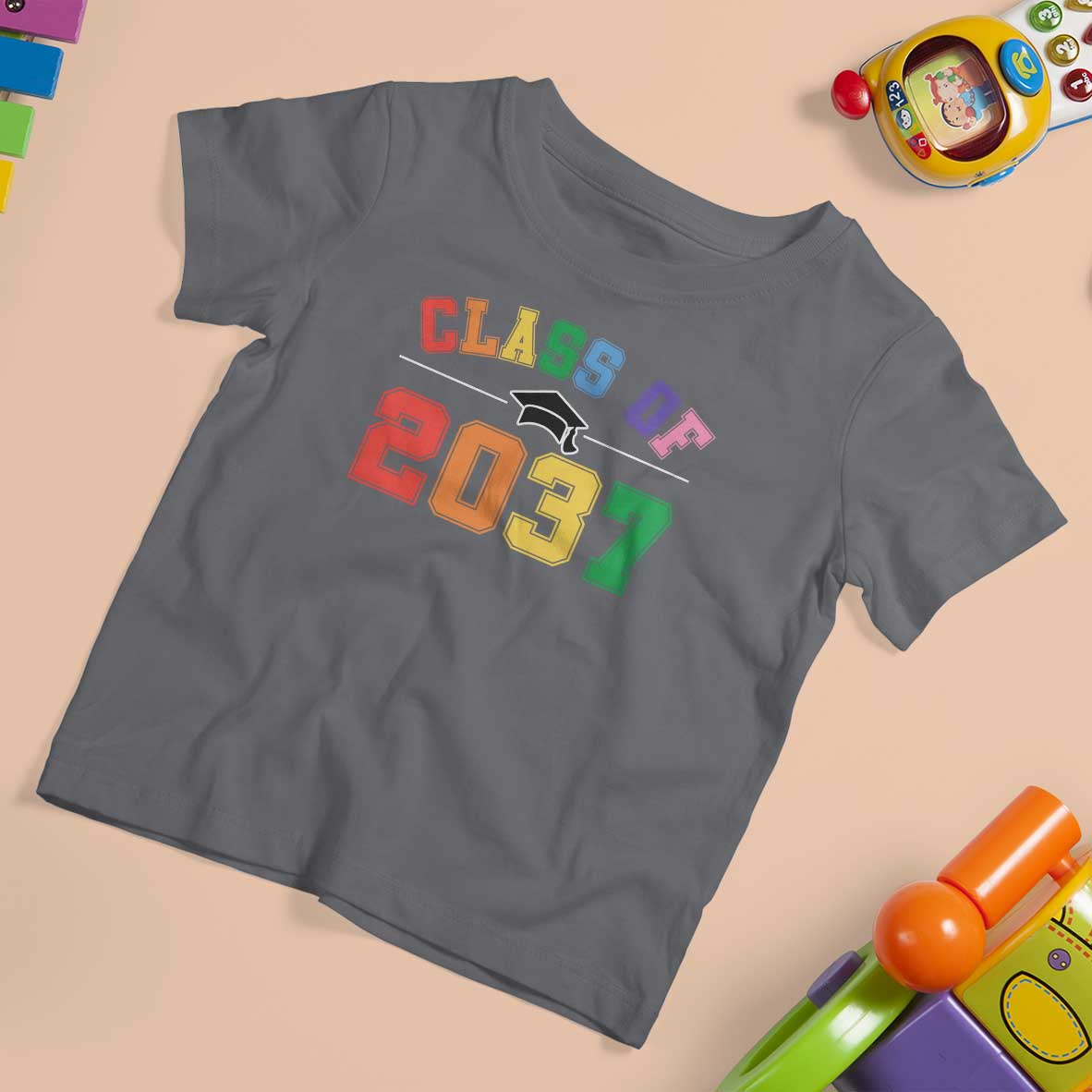 Class Of 2037 T Shirt For Kid Grow With Me First Day of School Graduation Mortarboard - Wonder Print Shop