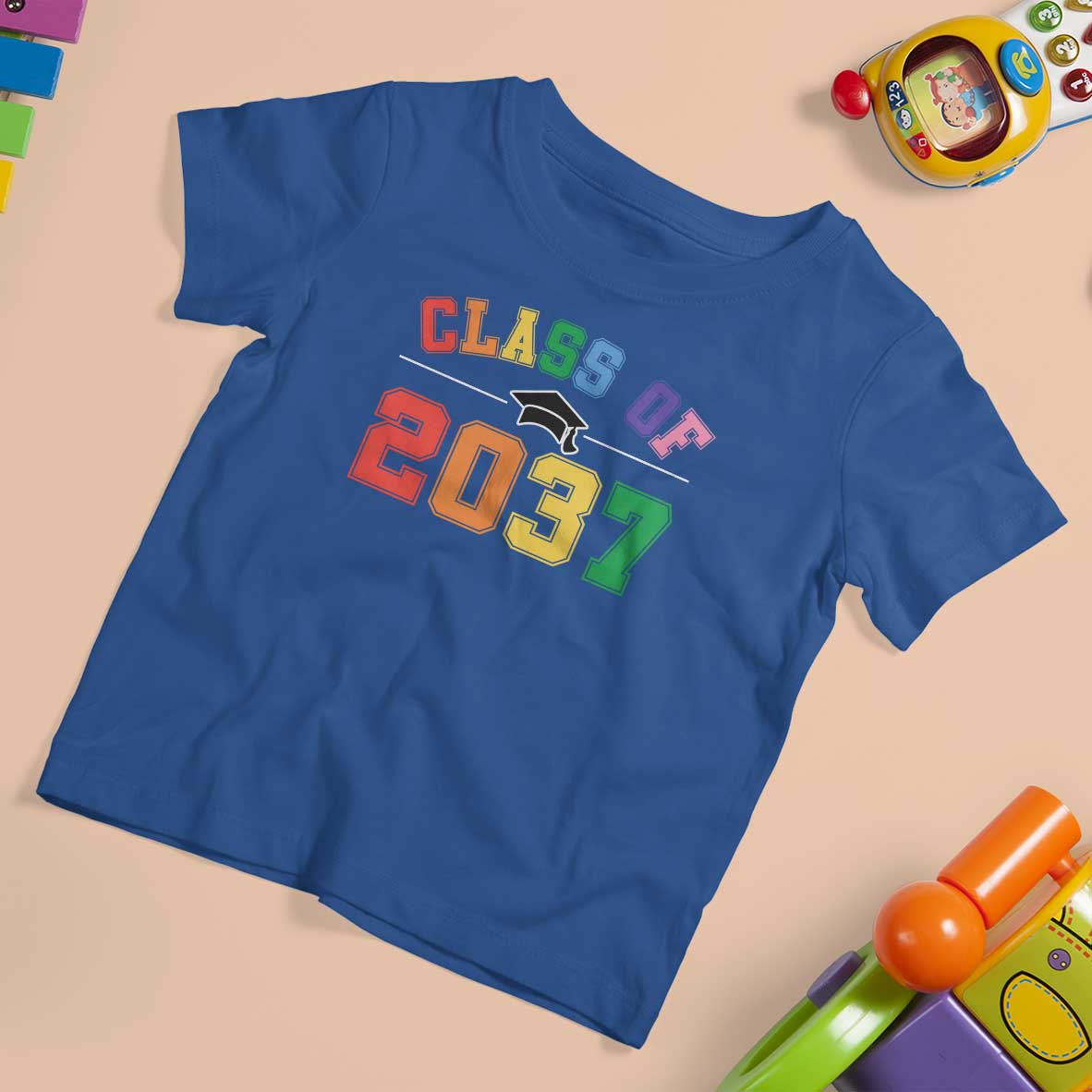 Class Of 2037 T Shirt For Kid Grow With Me First Day of School Graduation Mortarboard - Wonder Print Shop