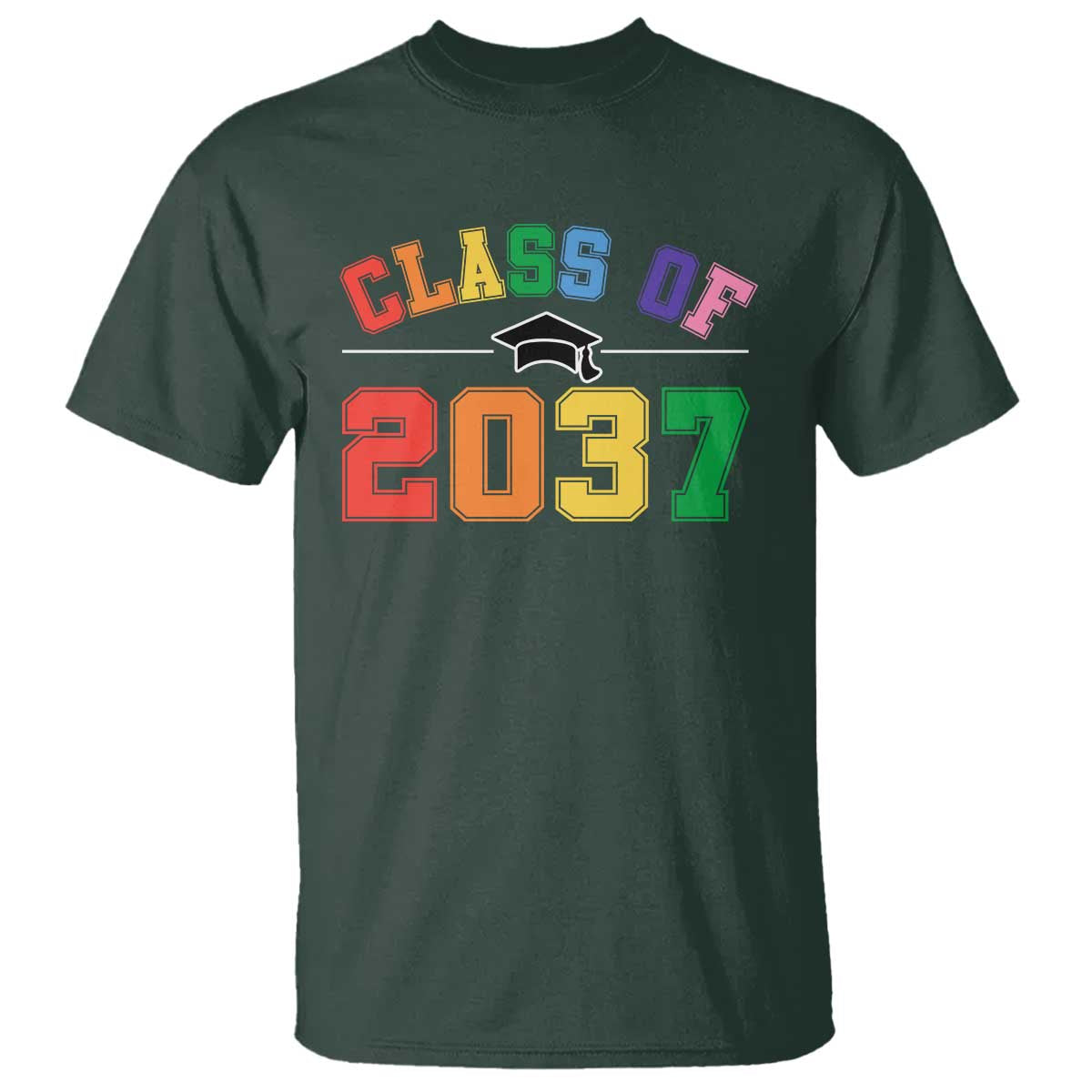 Class Of 2037 T Shirt Grow With Me First Day of School Graduation Mortarboard - Wonder Print Shop