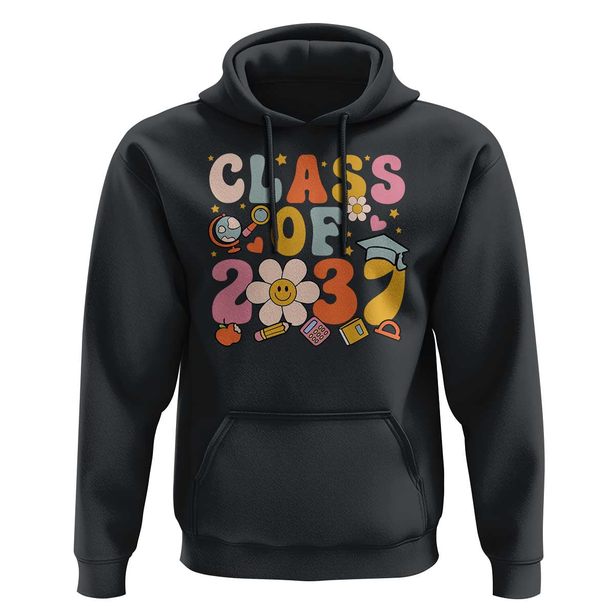 Class Of 2037 Hoodie Back To School Retro Groove Flower Pencil Apple - Wonder Print Shop