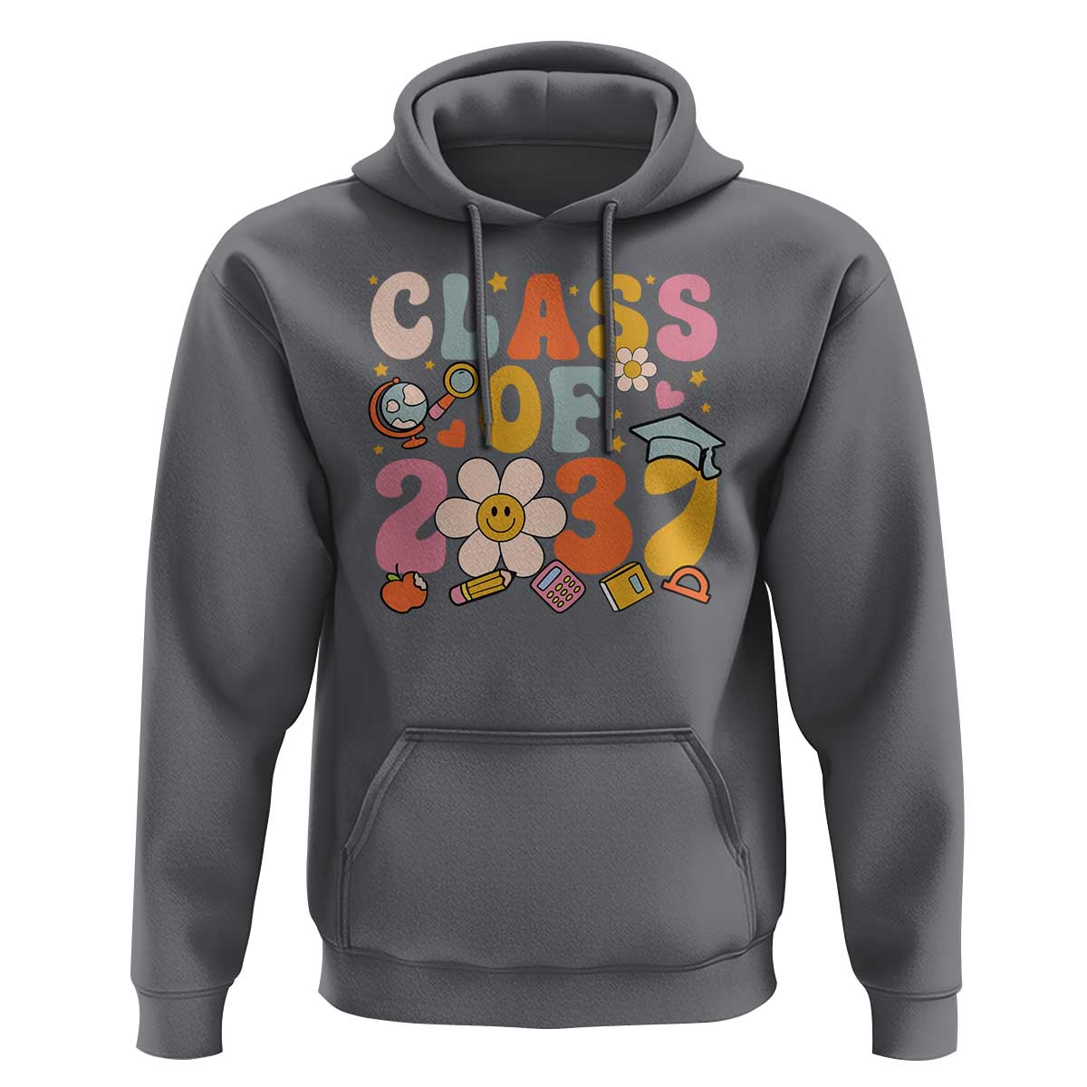 Class Of 2037 Hoodie Back To School Retro Groove Flower Pencil Apple - Wonder Print Shop