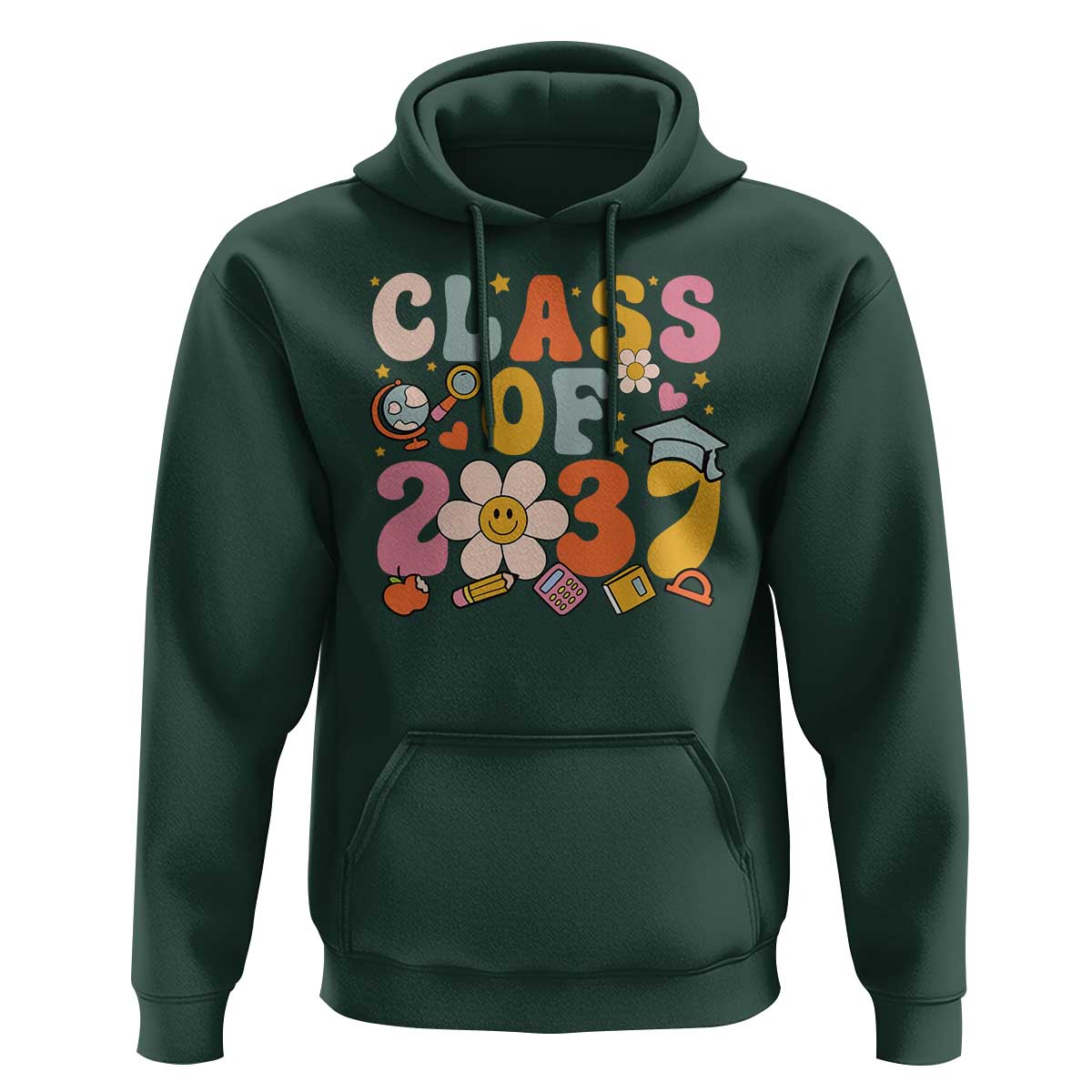 Class Of 2037 Hoodie Back To School Retro Groove Flower Pencil Apple - Wonder Print Shop