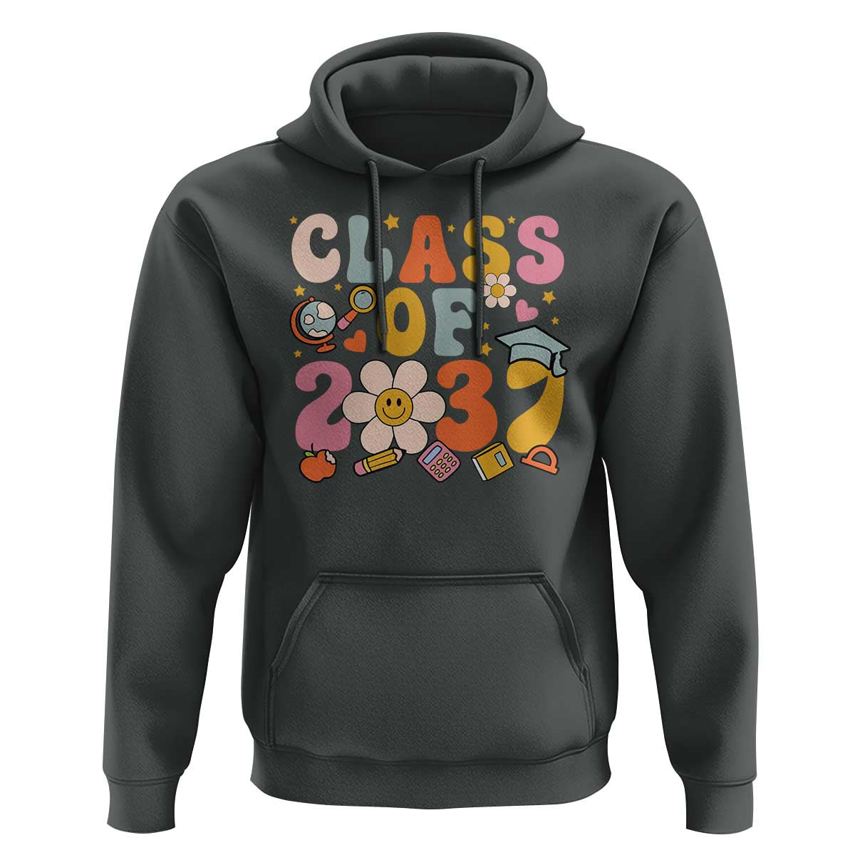 Class Of 2037 Hoodie Back To School Retro Groove Flower Pencil Apple - Wonder Print Shop