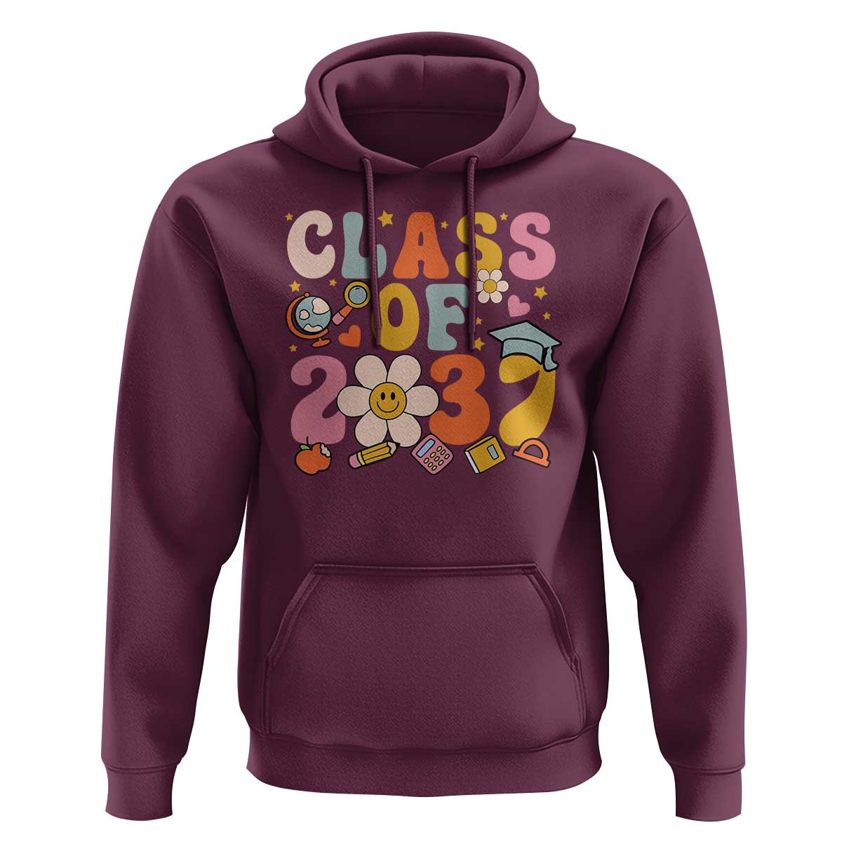 Class Of 2037 Hoodie Back To School Retro Groove Flower Pencil Apple - Wonder Print Shop