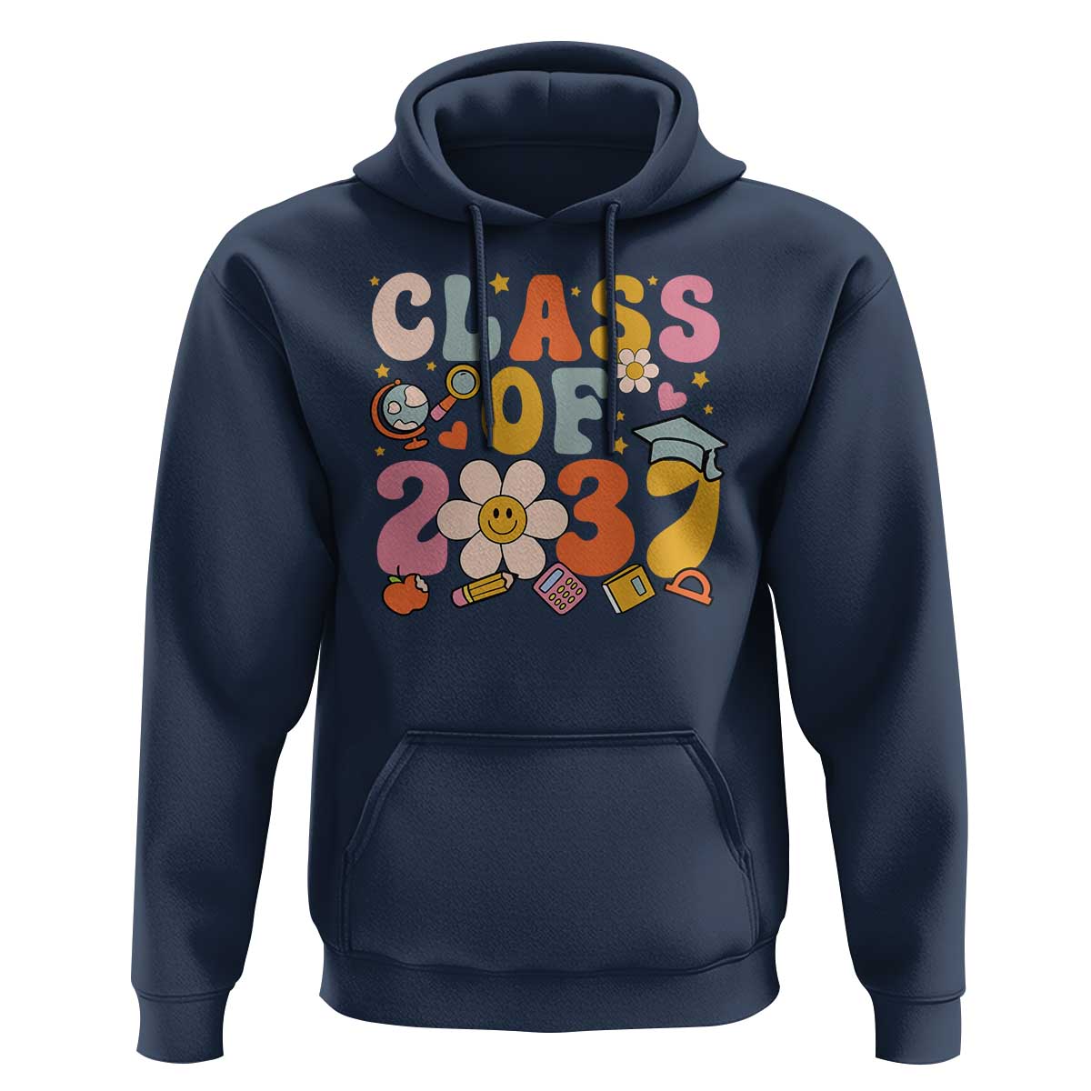 Class Of 2037 Hoodie Back To School Retro Groove Flower Pencil Apple - Wonder Print Shop