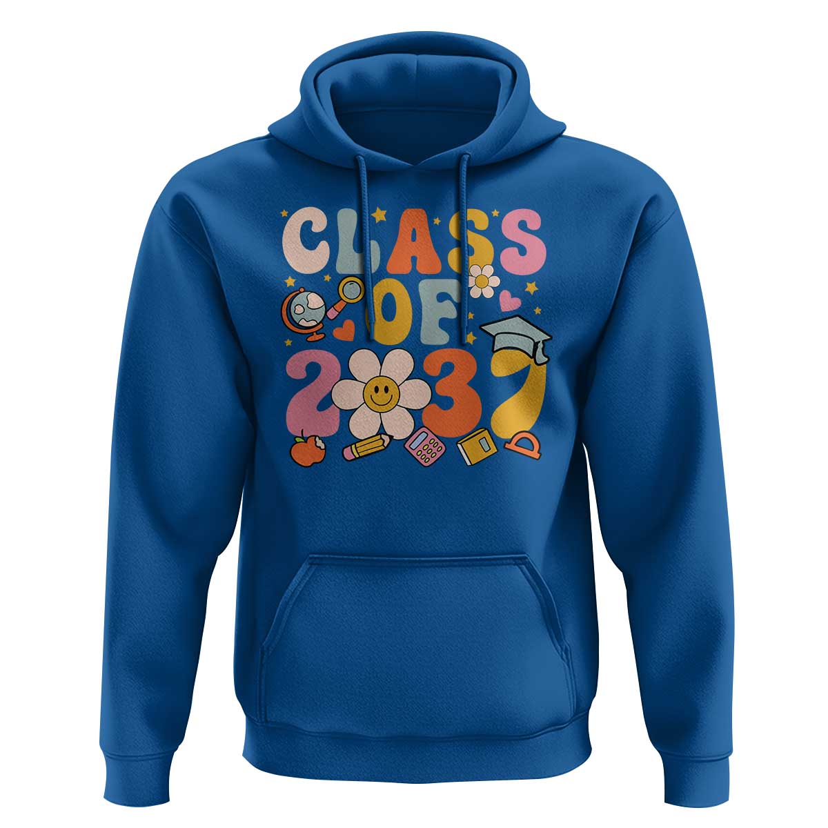 Class Of 2037 Hoodie Back To School Retro Groove Flower Pencil Apple - Wonder Print Shop