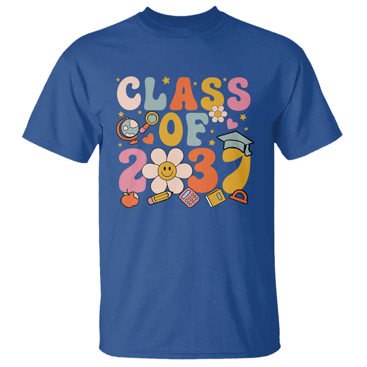 Class Of 2037 T Shirt Back To School Retro Groove Flower Pencil Apple - Wonder Print Shop
