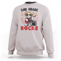 Funny 2nd Grade Rocks Sweatshirt Cat Heavy Metal Guitarist Thunder Star - Wonder Print Shop