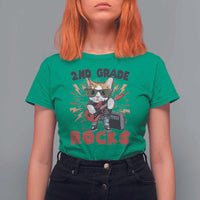 Funny 2nd Grade Rocks T Shirt For Women Cat Heavy Metal Guitarist Thunder Star - Wonder Print Shop