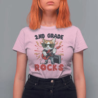 Funny 2nd Grade Rocks T Shirt For Women Cat Heavy Metal Guitarist Thunder Star - Wonder Print Shop