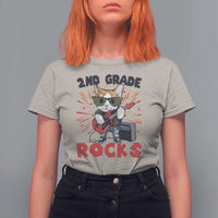 Funny 2nd Grade Rocks T Shirt For Women Cat Heavy Metal Guitarist Thunder Star - Wonder Print Shop