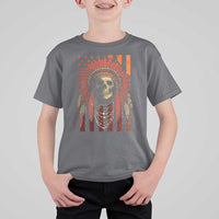 Native American Indian Chief Skull Headdress Vintage USA Flag T Shirt For Kid - Wonder Print Shop
