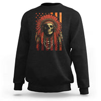 Native American Indian Chief Skull Headdress Vintage USA Flag Sweatshirt - Wonder Print Shop