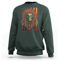 Native American Indian Chief Skull Headdress Vintage USA Flag Sweatshirt - Wonder Print Shop