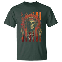 Native American Indian Chief Skull Headdress Vintage USA Flag T Shirt - Wonder Print Shop