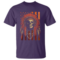 Native American Indian Chief Skull Headdress Vintage USA Flag T Shirt - Wonder Print Shop