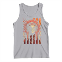 Native American Indian Chief Skull Headdress Vintage USA Flag Tank Top - Wonder Print Shop