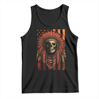 Native American Indian Chief Skull Headdress Vintage USA Flag Tank Top - Wonder Print Shop