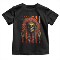 Native American Indian Chief Skull Headdress Vintage USA Flag Toddler T Shirt - Wonder Print Shop