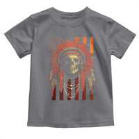 Native American Indian Chief Skull Headdress Vintage USA Flag Toddler T Shirt - Wonder Print Shop
