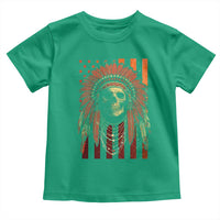 Native American Indian Chief Skull Headdress Vintage USA Flag Toddler T Shirt - Wonder Print Shop