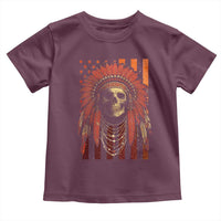 Native American Indian Chief Skull Headdress Vintage USA Flag Toddler T Shirt - Wonder Print Shop