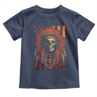 Native American Indian Chief Skull Headdress Vintage USA Flag Toddler T Shirt - Wonder Print Shop