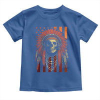 Native American Indian Chief Skull Headdress Vintage USA Flag Toddler T Shirt - Wonder Print Shop