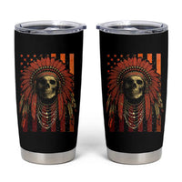Native American Indian Chief Skull Headdress Vintage USA Flag Tumbler Cup - Wonder Print Shop