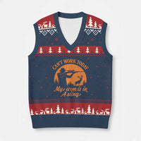Cant Work Today My Arm Is In A Sling V-Neck Knit Sweater Vest Funny Deer Hunting - Wonder Print Shop