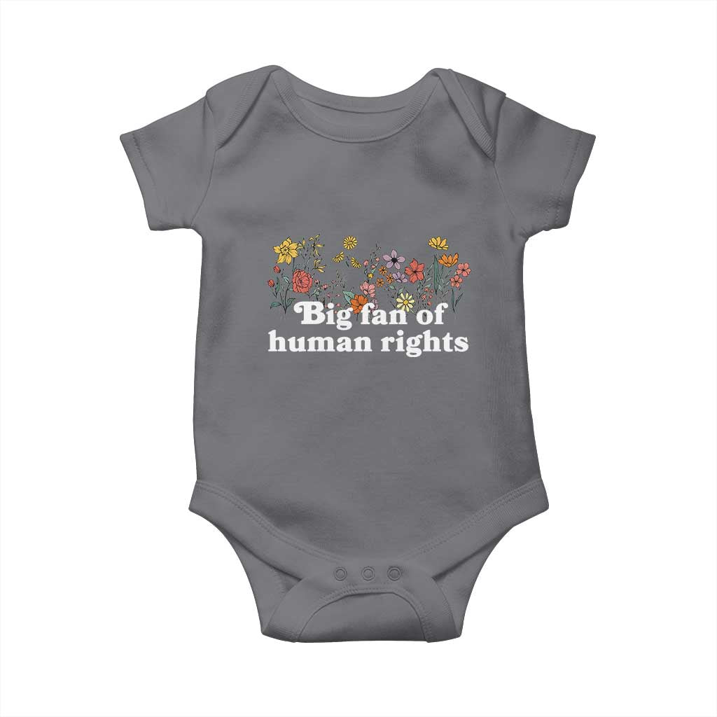 Big Fan Of Human Rights Baby Onesie Retro Flowers - Wonder Print Shop