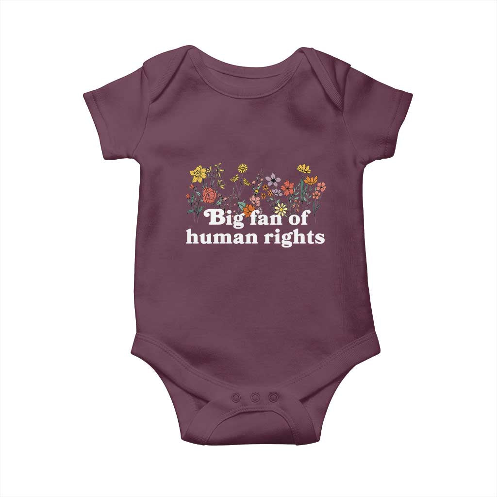 Big Fan Of Human Rights Baby Onesie Retro Flowers - Wonder Print Shop