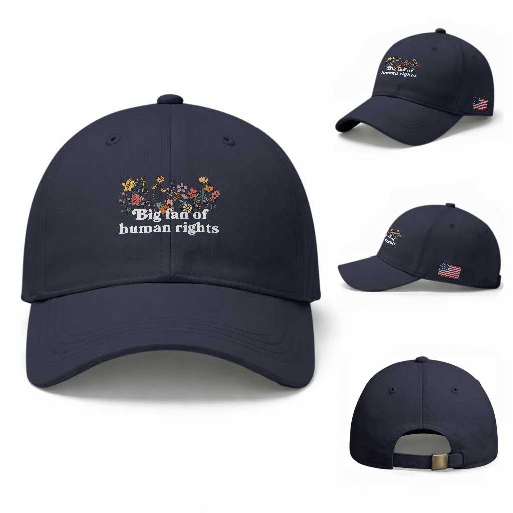Big Fan Of Human Rights Baseball Cap Retro Flowers