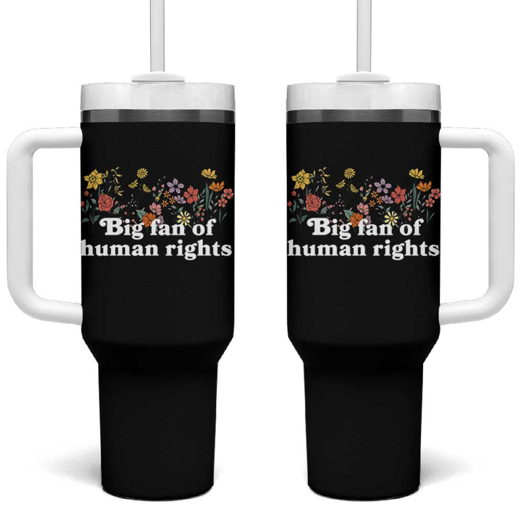 Big Fan Of Human Rights Tumbler With Handle Retro Flowers - Wonder Print Shop
