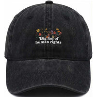 Big Fan Of Human Rights Washed Cotton Baseball Cap Retro Flowers