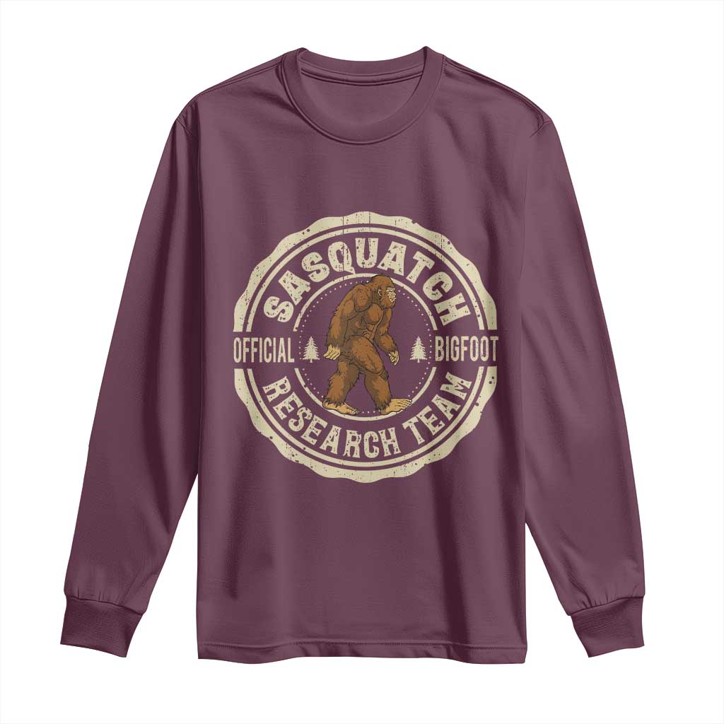 Funny Bigfoot Research Team Long Sleeve Shirt Retro Official Sasquatch Forest Stroll - Wonder Print Shop