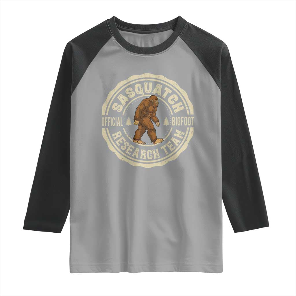 Funny Bigfoot Research Team Raglan Shirt Retro Official Sasquatch Forest Stroll - Wonder Print Shop