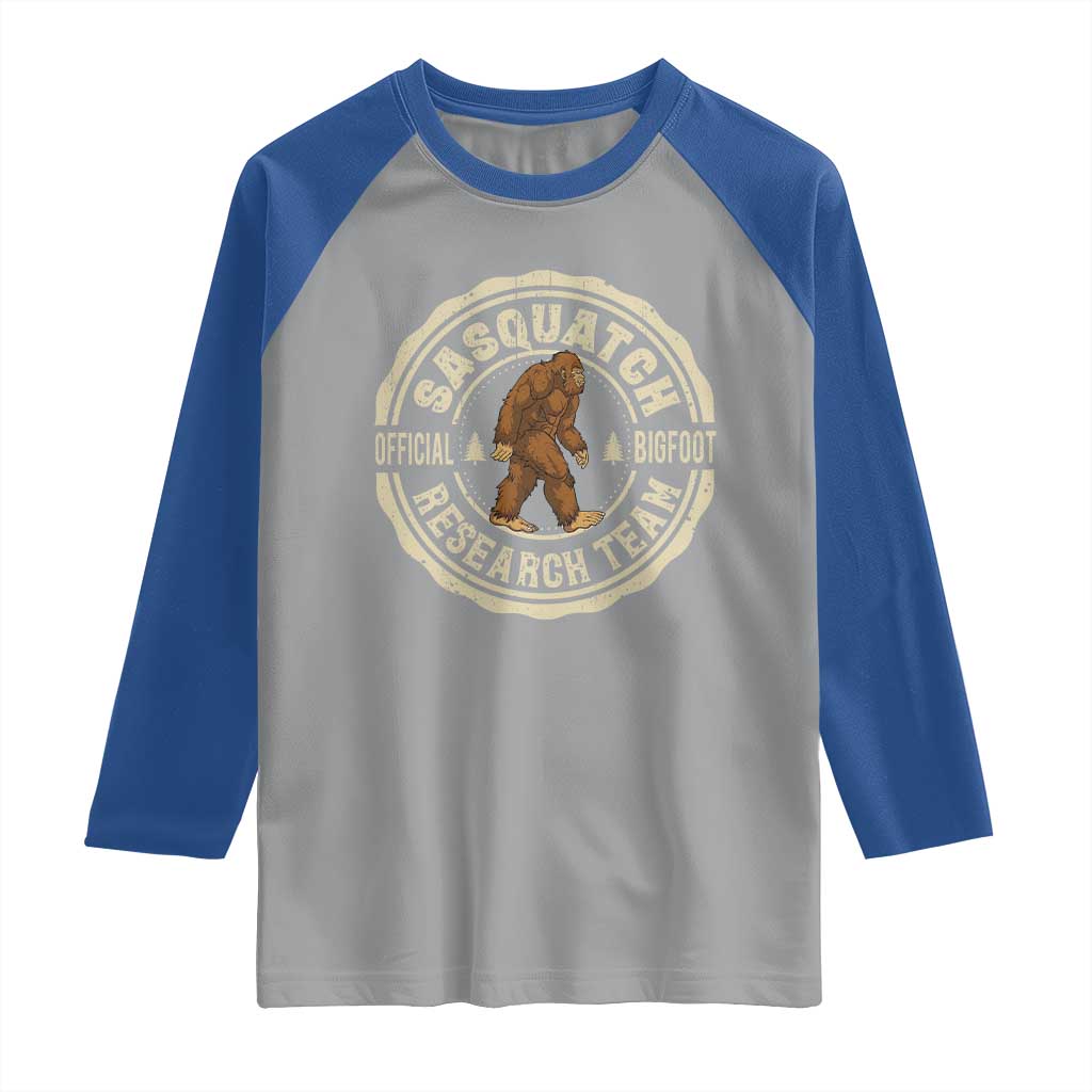 Funny Bigfoot Research Team Raglan Shirt Retro Official Sasquatch Forest Stroll - Wonder Print Shop