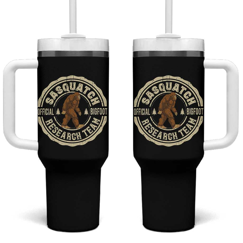Funny Bigfoot Research Team Tumbler With Handle Retro Official Sasquatch Forest Stroll - Wonder Print Shop