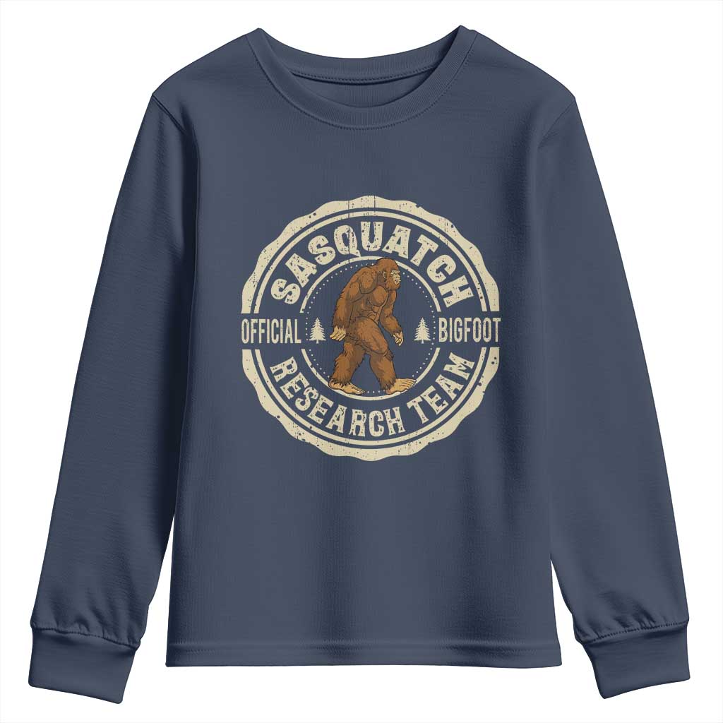 Funny Bigfoot Research Team Youth Sweatshirt Retro Official Sasquatch Forest Stroll - Wonder Print Shop