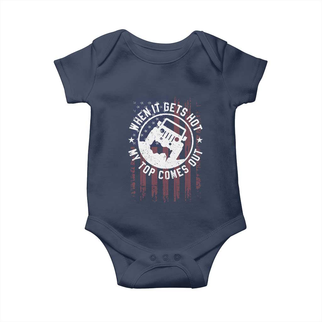Funny When It Gets Hot My Top Comes Out Baby Onesie Off Road Car American Flag - Wonder Print Shop