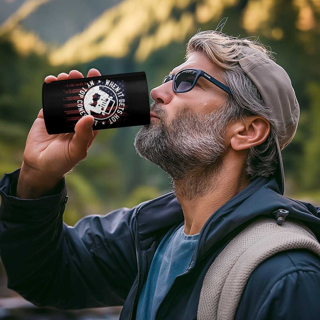 Funny When It Gets Hot My Top Comes Out 4 in 1 Can Cooler Tumbler Off Road Car American Flag - Wonder Print Shop