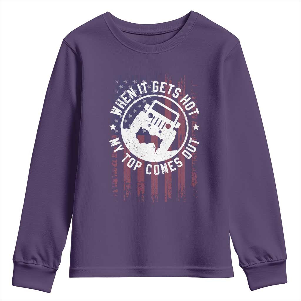 Funny When It Gets Hot My Top Comes Out Youth Sweatshirt Off Road Car American Flag - Wonder Print Shop